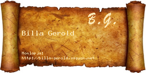 Billa Gerold névjegykártya